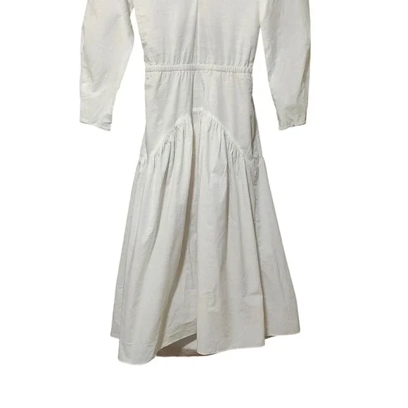 Vince White Long Sleeve Dress V Neck Cutout Midi Bridal Bachelorette Vacation XS - Picture 4 of 14